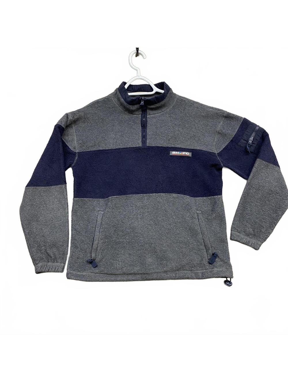Beverly Hills Polo Club Grey Navy Fleece 1/4 Zip Pullover Boys Size 16